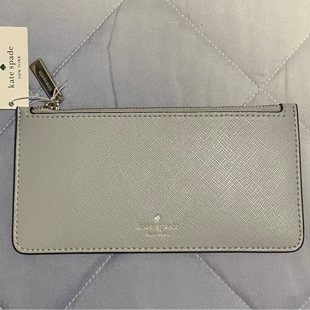 kate spade gray saffiano leather zip wallet